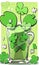 festive green smoothie with clover leaves, st. patrick\\\'s day