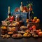 Festive Hamper Overflowing with Delicious Treats in a Modern Art Style