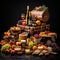 Festive Hamper Overflowing with Delicious Treats in a Modern Art Style
