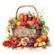 Festive Hamper Overflowing with Wholesome Fruits, Vegetables, and Nuts