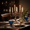 Festive Hanukkah Table: Menorah, Candles, and Cozy Ambiance