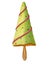Festive ice cream in the shape of a Christmas tree on the theme of Christmas and New Year. Hand drawn popsicle ice cream