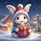 Festive Joy: Chibi Bunny\'s Christmas Surprise in Winter