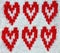 Festive knitted background with red hearts