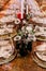 Festive large table decorated christmas symbols party