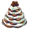 Festive layered biscuit cake covered with whipped cream in form of Christmas tree. Sketch for greeting card, festive