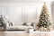 Festive living room with Christmas tree and decoration. Luxury interior design.
