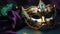 Festive Mardi Gras, Venetian or carnival mask on a dark purple background