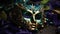 Festive Mardi Gras, Venetian or carnival mask on a dark purple background