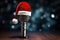 Festive Melodies Composite Image of Microphone with Santa Hat, Amplifying Holiday Cheer. created with Generative AI