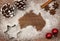 Festive motif of flour in the shape of Australia series