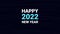 Festive motion animation with neon text. Modern glitch effect for holiday, party, Christmas, New Year 2022. Glowing New year`s ins