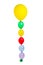 Festive multicolor balloons column, isolated on white