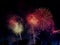 Festive night sky with colorful, vibrant fireworks