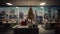 Festive Office Christmas Decor: Cozy Workspace with Holiday Spirit and Seasonal Cheer.