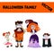 Festive Orange October Vector Halloween Family Illustration