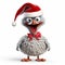 Festive Ostrich With Red Nose And Santa Hat 3d Rendering