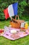 Festive picnic for the national holiday of France 14 July with French flag