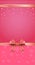 Festive pink background with ribbon and bow