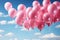 Festive pink balloon party pattern, celebrating joy under a clear blue sky.