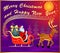 Festive postcard with deer sled and santa