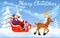 festive postcard with deer sled and santa