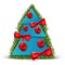 festive postcard design and congratulations. Christmas tree with Christmas tree toys