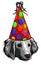 Festive poster. Puppy Beagle in a Party hat. Vector illustration.