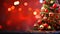 Festive Radiance Christmas Tree with Ornament and Bokeh Lights in Red Background - Featuring Christmas Balls and Gift Boxes,