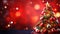 Festive Radiance Christmas Tree with Ornament and Bokeh Lights in Red Background - Featuring Christmas Balls and Gift Boxes,