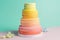 Festive rainbow four tier wedding cake. Creative dessert concept. Generative AI