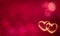 Festive Red background with glowing gold hearts