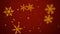 Festive red background with golden snowflakes falling