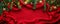 Festive Red Christmas Background with Golden Decorations and Green Pine Branches