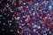 Festive red white and blue 4th July party celebration confetti background. Generative ai