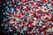 Festive red white and blue 4th July party celebration confetti background. Generative ai