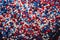 Festive red white and blue 4th July party celebration confetti background. Generative ai