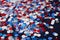 Festive red white and blue 4th July party celebration confetti background. Generative ai