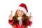 Festive redhead showing thumbs up