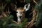 Festive reindeer framed by a rustic archway of pine boughs, christmas picture, AI Generated