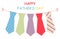 Festive retro garland with ties of primitive prints as greeting card for Father`s day