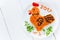 Festive salad shaped rooster or symbol of New Year 2017 on