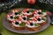 Festive sandwiches with crab sticks, feta cheese and black olives