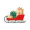 Festive Santa sleigh with Christmas presents icon