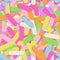 Festive seamless pattern with confectionery sprinkling. Office note stickers random mess repeated texture of pink