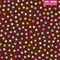 Festive seamless pattern with confectionery sprinkling. Repeated sweet confetti glaze texture of pink, yellow, purple