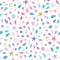 Festive seamless pattern with glitter confetti, stars and splashes. For birthday celebration. Vector