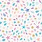 Festive seamless pattern with glitter confetti, stars and splashes. For birthday celebration. Vector