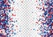 Festive seamless of vertical and horizontal background with scatter circles, stars in traditional American colors - red, white,