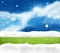 Festive snow winter blue sky scenery background